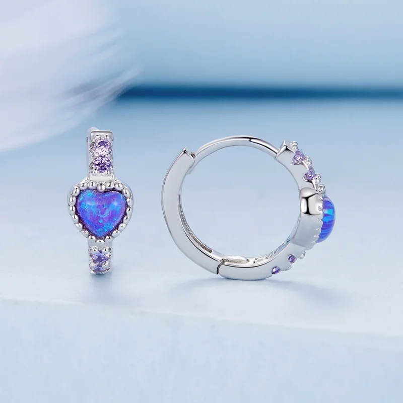 (immagine per) Orecchini a cerchio Pandora Style a forma di cuore - BSE865 - Visualizza 2