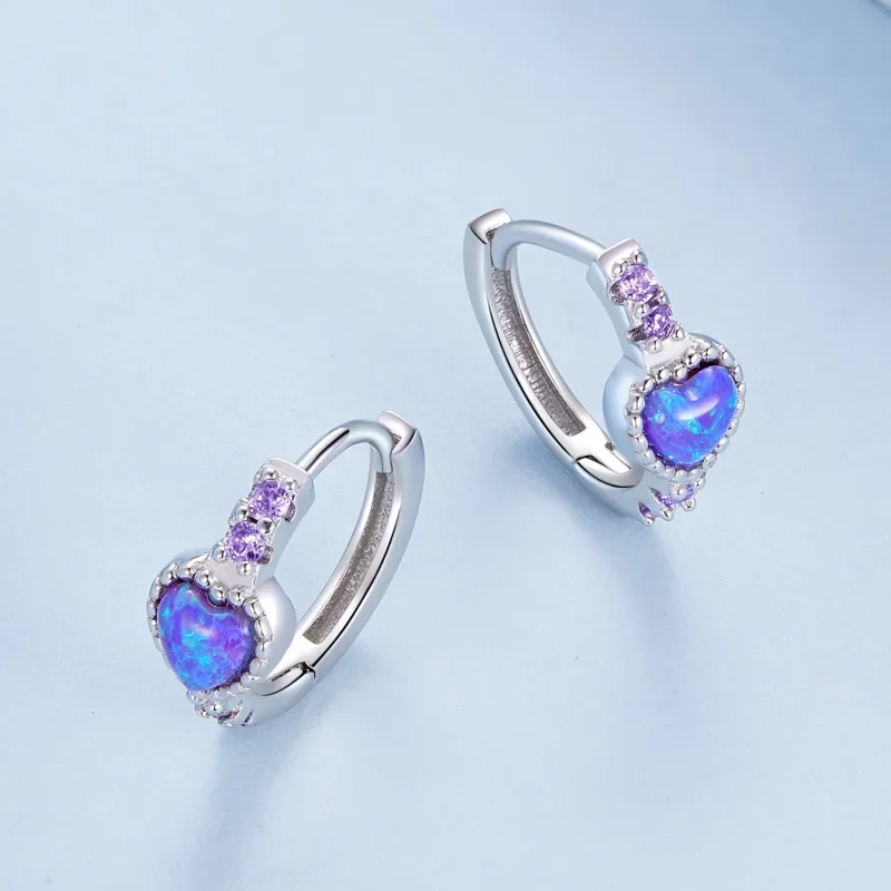 (immagine per) Orecchini a cerchio Pandora Style a forma di cuore - BSE865 - Visualizza 3