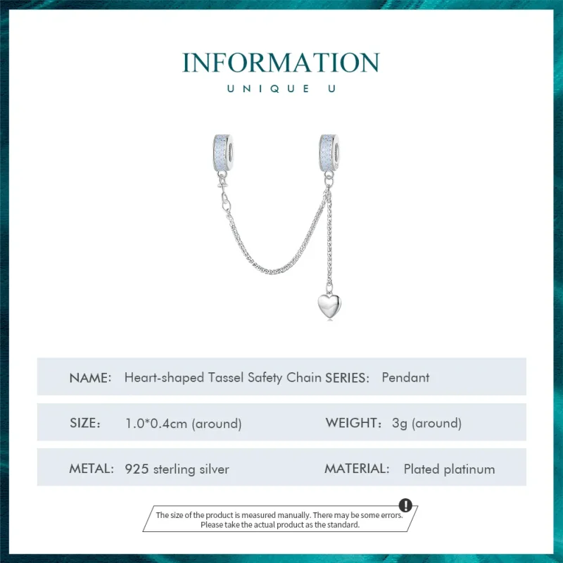 (immagine per) Pandora Stile Catena di Sicurezza Cuore Argento - BSC795 - Visualizza 4