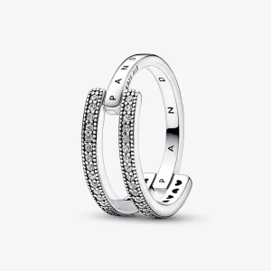 (immagine per) Anello doppio con logo e pavé Pandora Signature - 192779C01