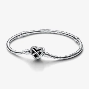 Braccialetto a catena a serpente con chiusura a cuore a infinito sparkling Pandora Moments - 592645C01 (immagine per) Braccialetto a catena a serpente con chiusura a cuore a infinito sparkling Pandora Moments - 592645C01