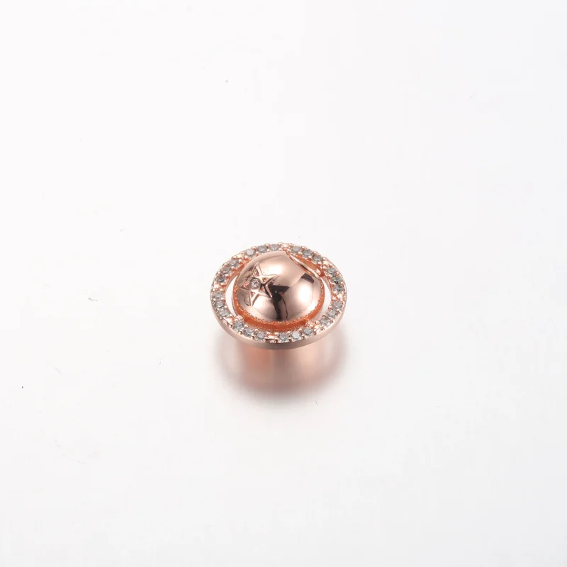 (immagine per) Charm in oro rosa placcato in 14k con zirconi cubici trasparenti - Pianeta Satur - Visualizza 2