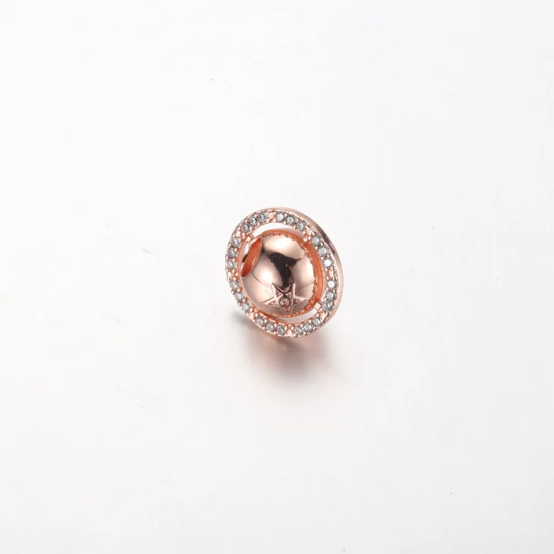 (immagine per) Charm in oro rosa placcato in 14k con zirconi cubici trasparenti - Pianeta Satur - Visualizza 7