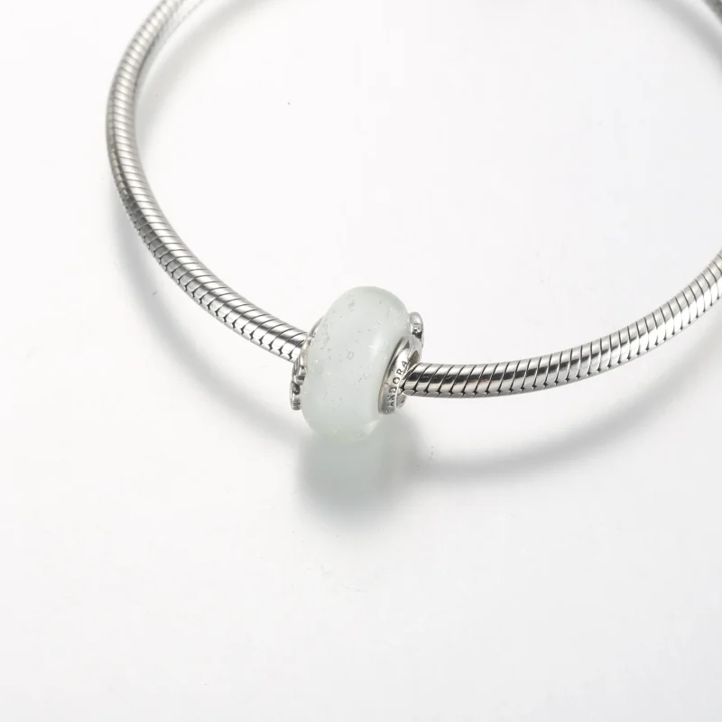(immagine per) Pandora Charm Murano in Vetro Glitterato Bianco per Mamma e Amore - 792655C00 - Visualizza 6