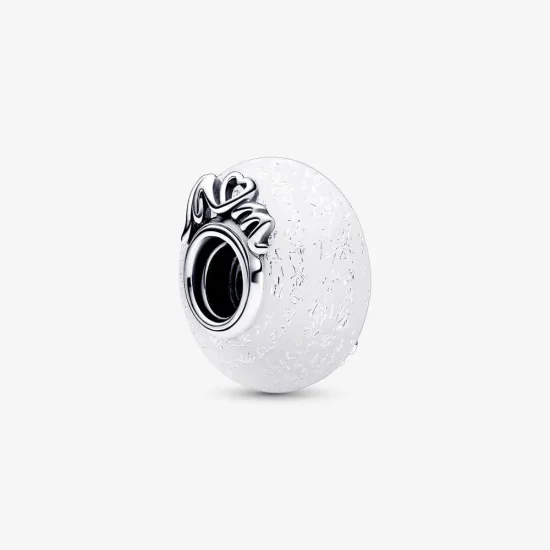 (immagine per) Pandora Charm Murano in Vetro Glitterato Bianco per Mamma e Amore - 792655C00