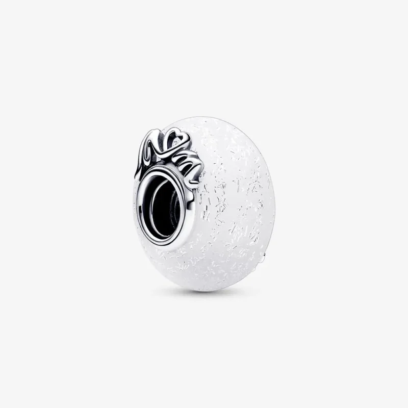 (immagine per) Pandora Charm Murano in Vetro Glitterato Bianco per Mamma e Amore - 792655C00