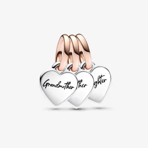(immagine per) Pandora Charm Splittable a Tre Livelli Generazione Famiglia di Cuori in Due Tonalità - 782648C00