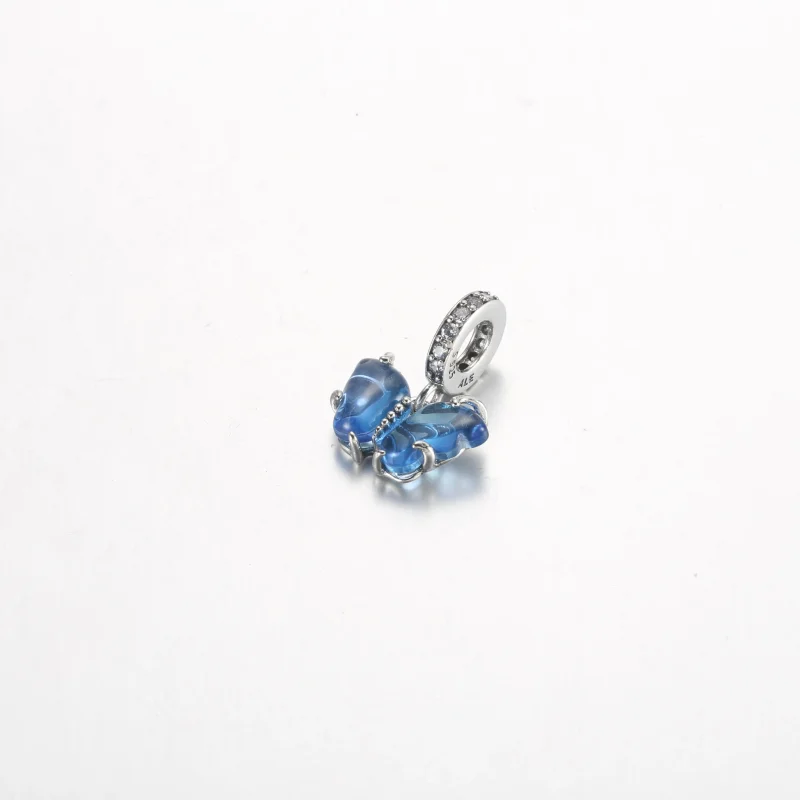 (immagine per) Pandora Farfalla Pendente con Ciondolo di Vetro di Murano Blu - 792698C01 - Visualizza 2