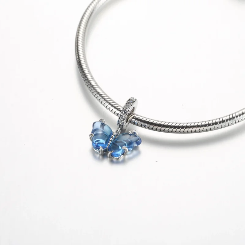 (immagine per) Pandora Farfalla Pendente con Ciondolo di Vetro di Murano Blu - 792698C01 - Visualizza 4