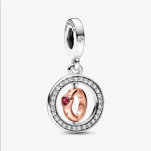 (immagine per) Pandora Love spinning pendente in argento sterling e placcato in oro rosa 14 carati - 782600C01