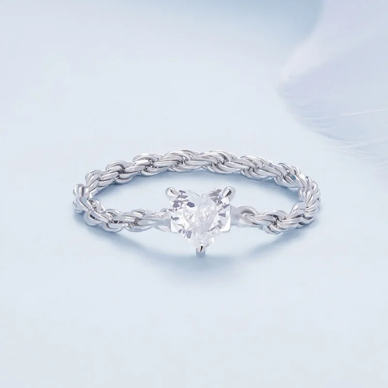 (immagine per) Anello a catena a cuore di stile Pandora - BSR410 - Visualizza 2