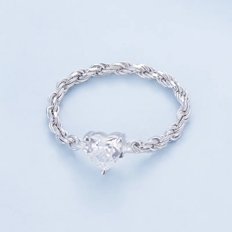 (immagine per) Anello a catena a cuore di stile Pandora - BSR410 - Visualizza 3