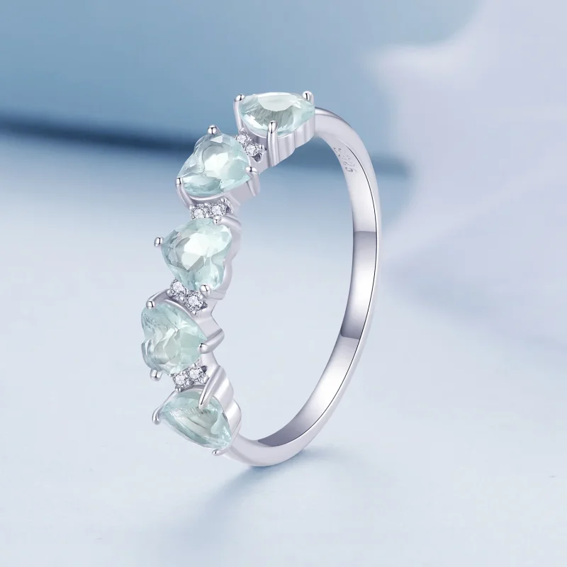 (immagine per) Anello a cuore di colore blu mare in stile Pandora - BSR406 - Visualizza 2