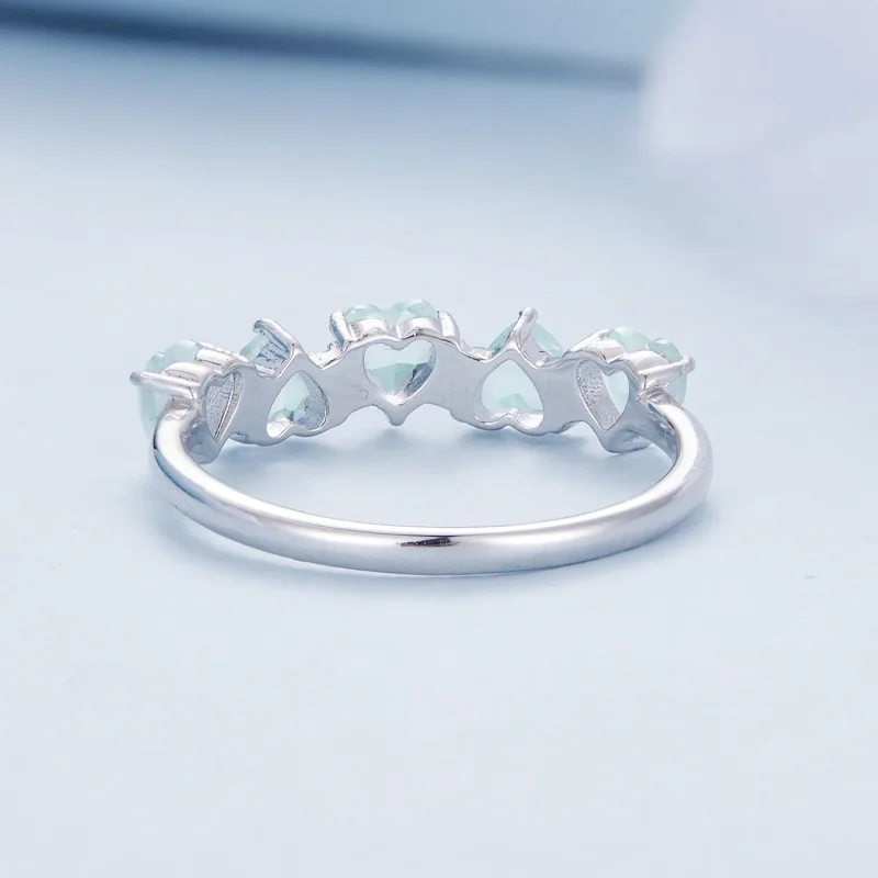 (immagine per) Anello a cuore di colore blu mare in stile Pandora - BSR406 - Visualizza 4