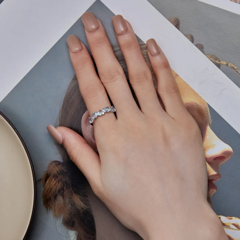 (immagine per) Anello a cuore di colore blu mare in stile Pandora - BSR406 - Visualizza 6