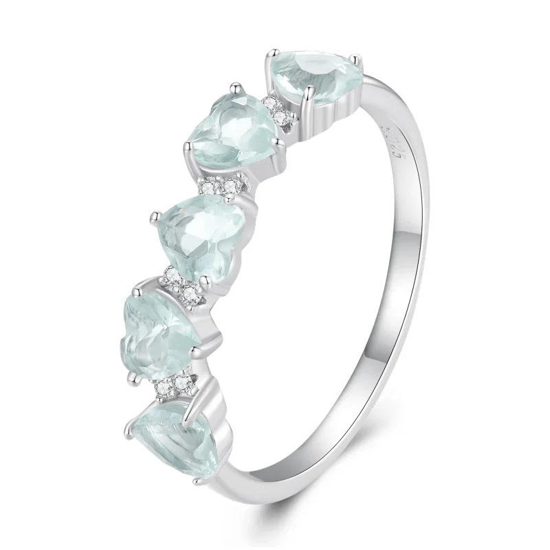 (immagine per) Anello a cuore di colore blu mare in stile Pandora - BSR406 - Visualizza 8