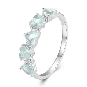 (immagine per) Anello a cuore di colore blu mare in stile Pandora - BSR406
