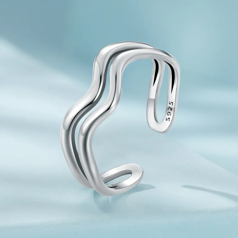 (immagine per) Anello a doppio strato con motivo d'onda in stile Pandora - SCR968-E - Visualizza 2