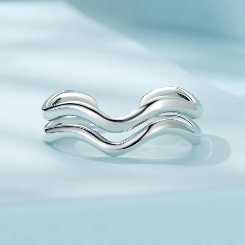 (immagine per) Anello a doppio strato con motivo d'onda in stile Pandora - SCR968-E - Visualizza 3