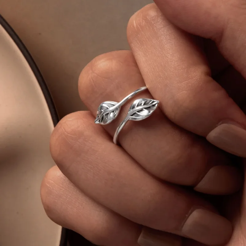 (immagine per) Anello a foglia con apertura stile Pandora - SCR975-E - Visualizza 6