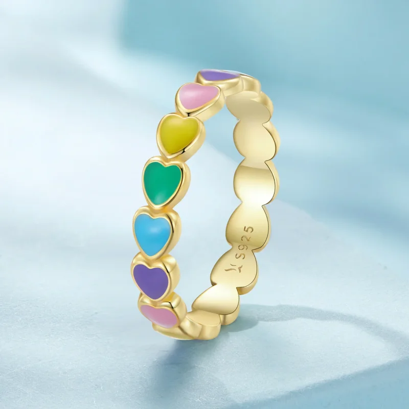 (immagine per) Anello a forma di cuore arcobaleno di stile Pandora - SCR444-B - Visualizza 2