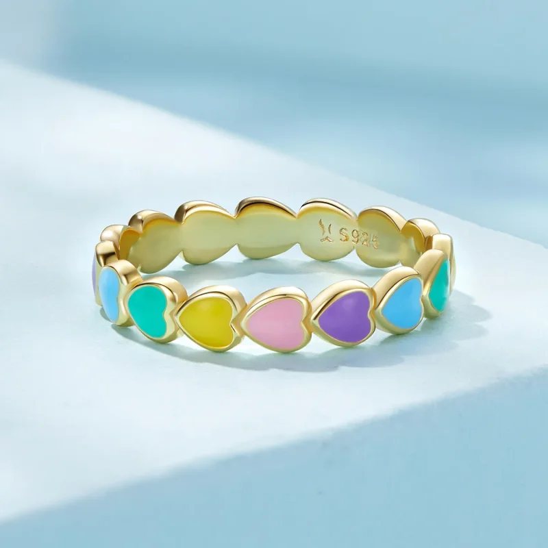 (immagine per) Anello a forma di cuore arcobaleno di stile Pandora - SCR444-B - Visualizza 3