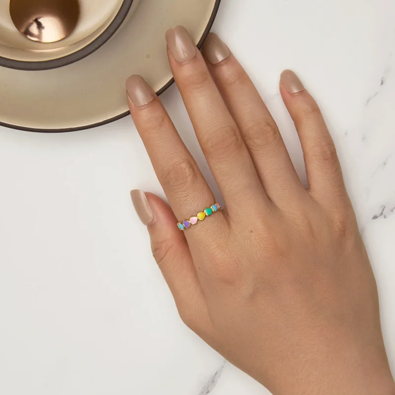 (immagine per) Anello a forma di cuore arcobaleno di stile Pandora - SCR444-B - Visualizza 5