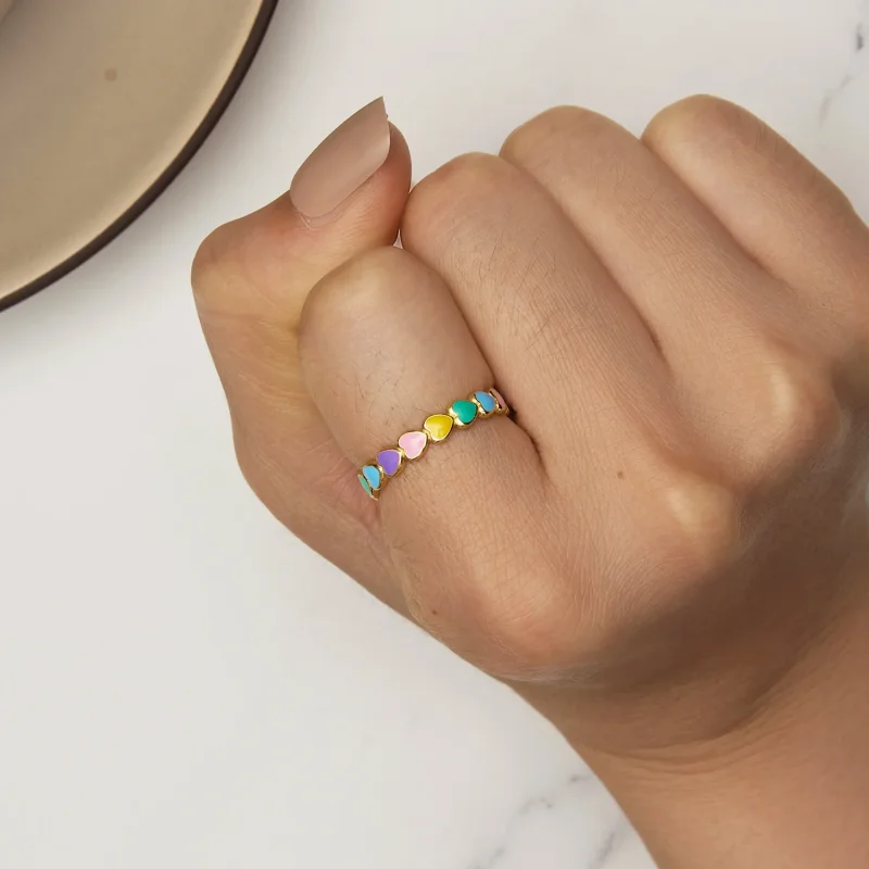 (immagine per) Anello a forma di cuore arcobaleno di stile Pandora - SCR444-B - Visualizza 6