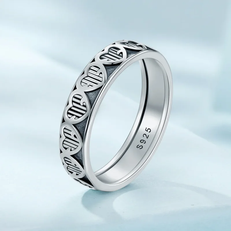 (immagine per) Anello a forma di cuore con rilievo in stile Pandora - SCR964 - Visualizza 2