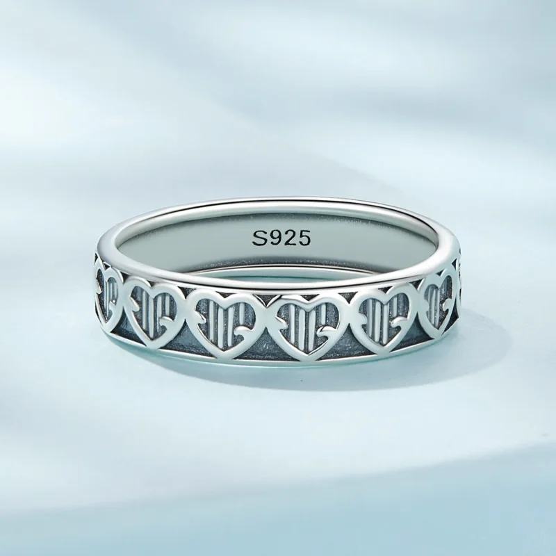 (immagine per) Anello a forma di cuore con rilievo in stile Pandora - SCR964 - Visualizza 3