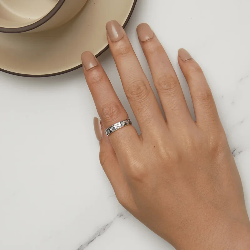 (immagine per) Anello a forma di cuore con rilievo in stile Pandora - SCR964 - Visualizza 5