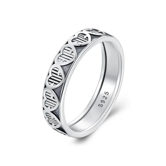 (immagine per) Anello a forma di cuore con rilievo in stile Pandora - SCR964