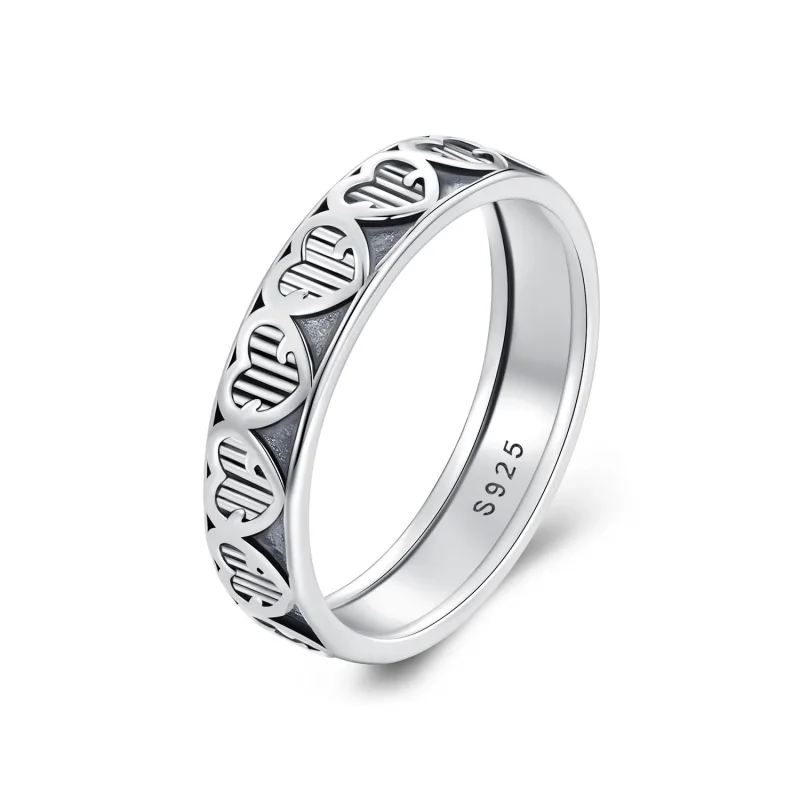 (immagine per) Anello a forma di cuore con rilievo in stile Pandora - SCR964