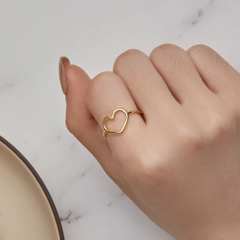 (immagine per) Anello a forma di cuore dorato stile Pandora - SCR641-B - Visualizza 6