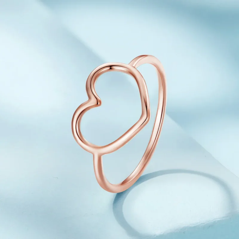 (immagine per) Anello a forma di cuore in stile Pandora, color oro rosa - SCR641-C - Visualizza 2