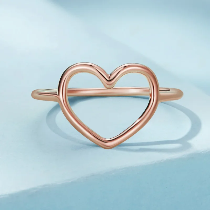 (immagine per) Anello a forma di cuore in stile Pandora, color oro rosa - SCR641-C - Visualizza 3