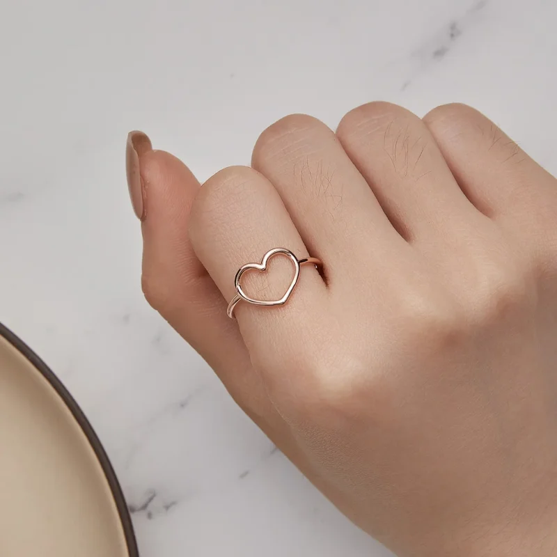 (immagine per) Anello a forma di cuore in stile Pandora, color oro rosa - SCR641-C - Visualizza 5