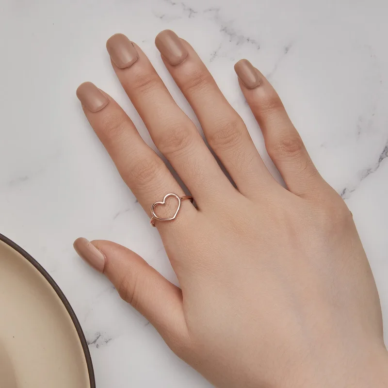 (immagine per) Anello a forma di cuore in stile Pandora, color oro rosa - SCR641-C - Visualizza 6