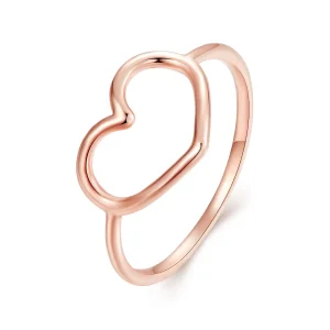 (immagine per) Anello a forma di cuore in stile Pandora, color oro rosa - SCR641-C