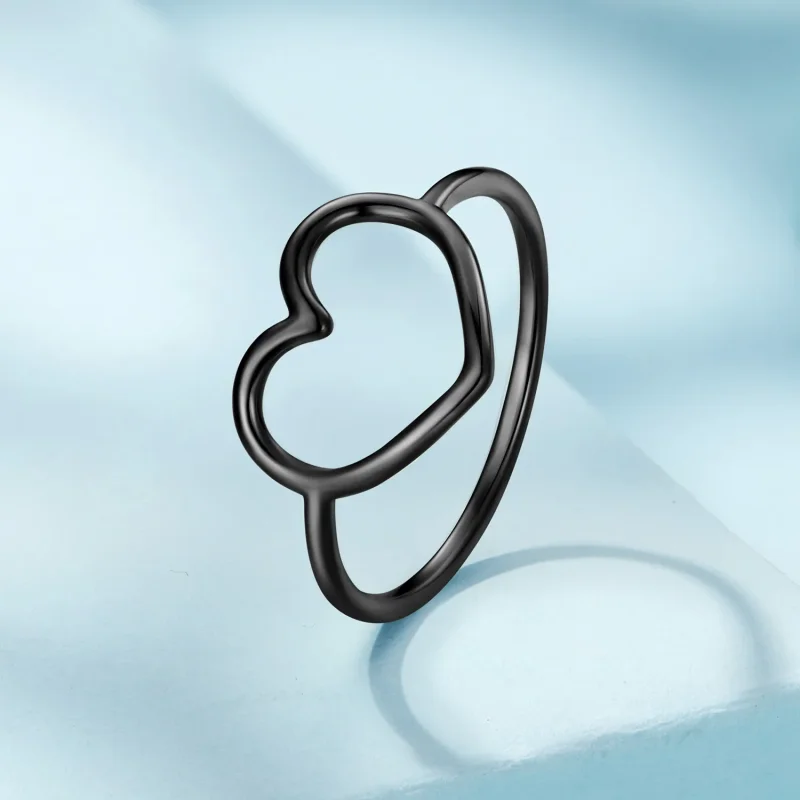(immagine per) Anello a forma di cuore nero in stile Pandora - SCR641-D - Visualizza 2