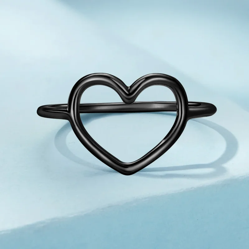 (immagine per) Anello a forma di cuore nero in stile Pandora - SCR641-D - Visualizza 3