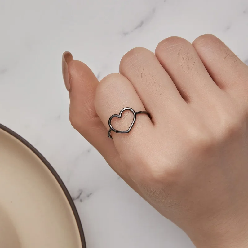 (immagine per) Anello a forma di cuore nero in stile Pandora - SCR641-D - Visualizza 5
