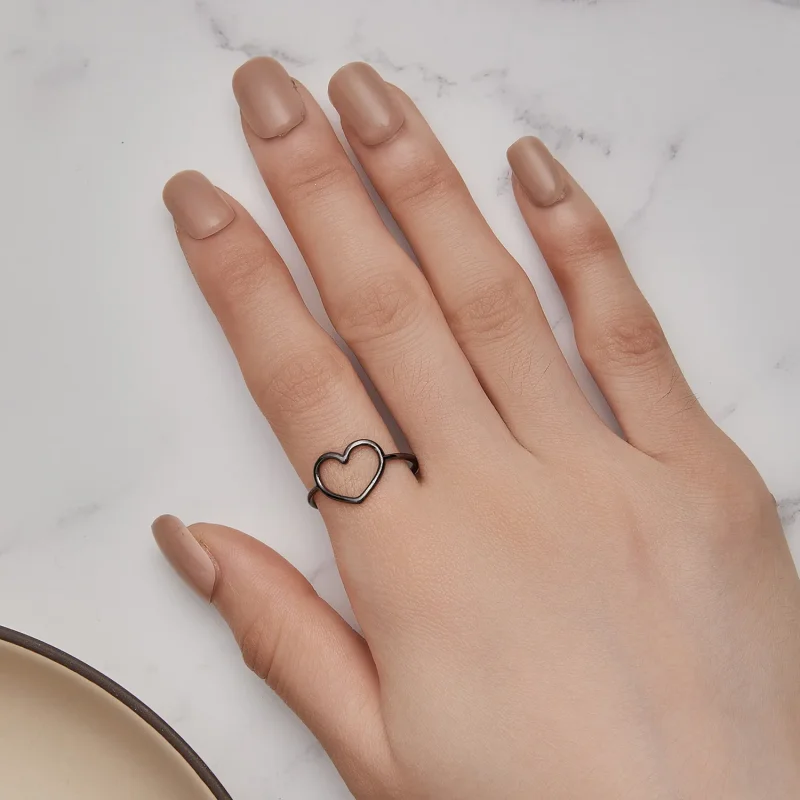 (immagine per) Anello a forma di cuore nero in stile Pandora - SCR641-D - Visualizza 6