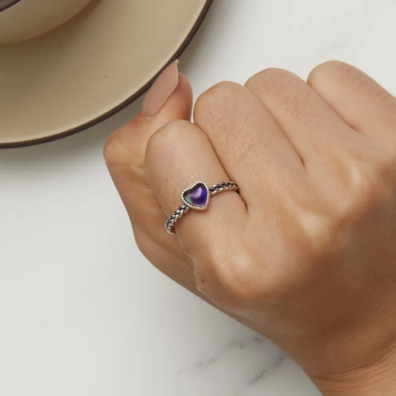 (immagine per) Anello a forma di cuore semplice con twist, stile Pandora - SCR956 - Visualizza 3