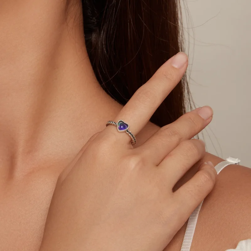(immagine per) Anello a forma di cuore semplice con twist, stile Pandora - SCR956 - Visualizza 6