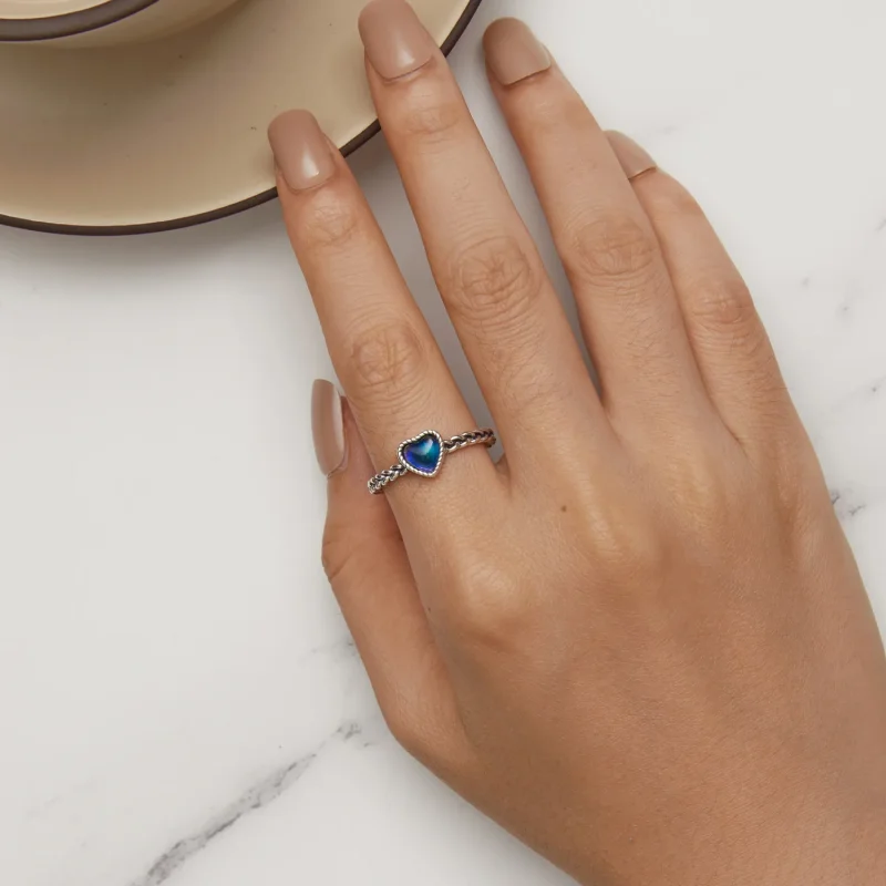 (immagine per) Anello a forma di cuore semplice con twist, stile Pandora - SCR956 - Visualizza 8