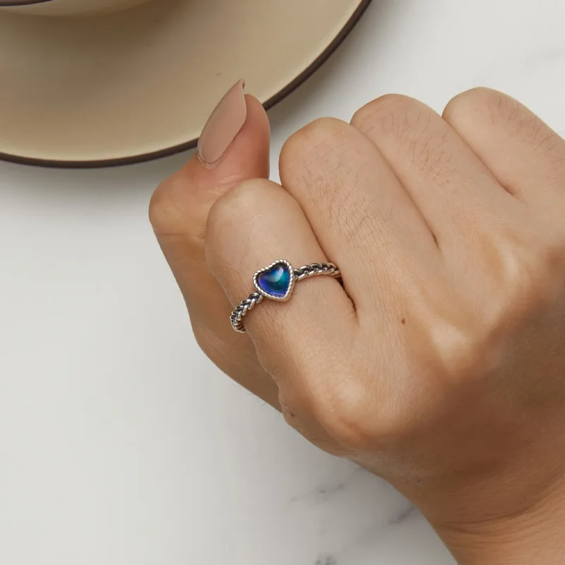 (immagine per) Anello a forma di cuore semplice con twist, stile Pandora - SCR956 - Visualizza 9