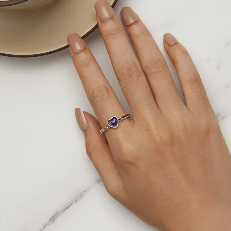 (immagine per) Anello a forma di cuore semplice con twist, stile Pandora - SCR956 - Visualizza 10