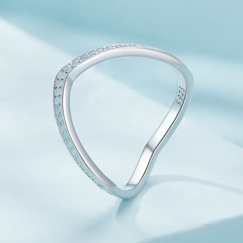 (immagine per) Anello a forma di ferro di cavallo azzurro stile Pandora - SCR945-LB - Visualizza 2