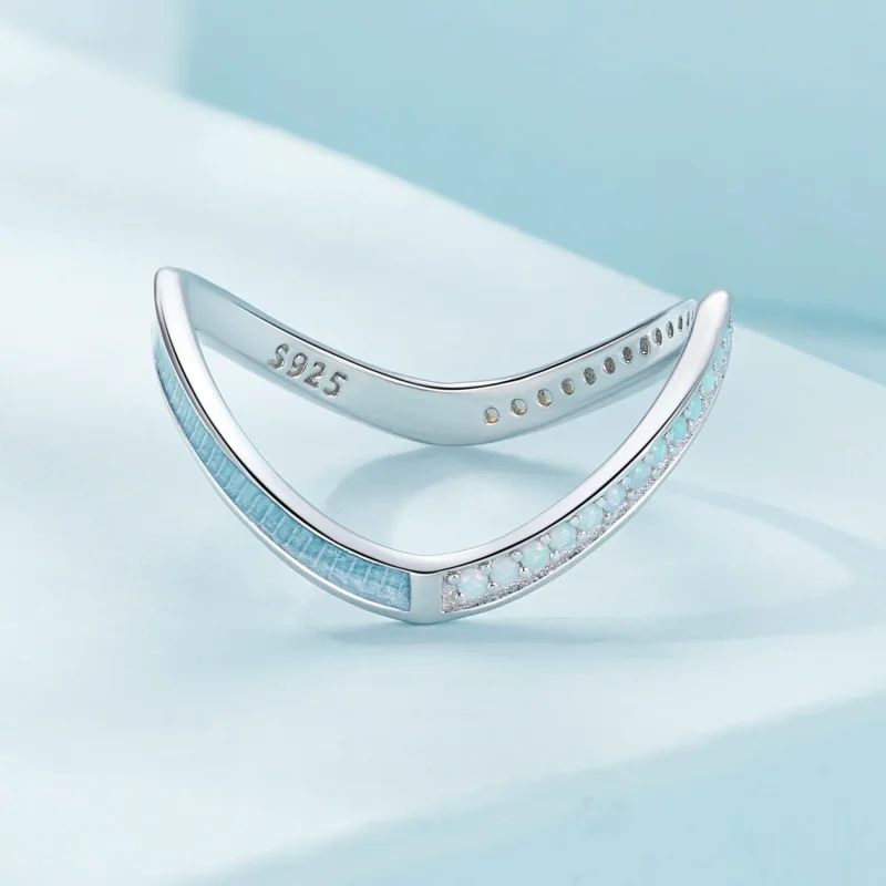 (immagine per) Anello a forma di ferro di cavallo azzurro stile Pandora - SCR945-LB - Visualizza 3